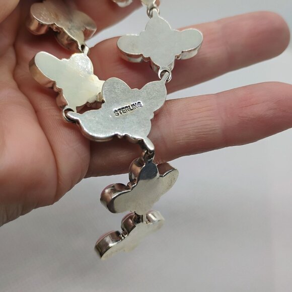 Southwest Cowgirl Pink Conch Shell Cluster Sterling Silver Lariat Necklace - Picture 7 of 9